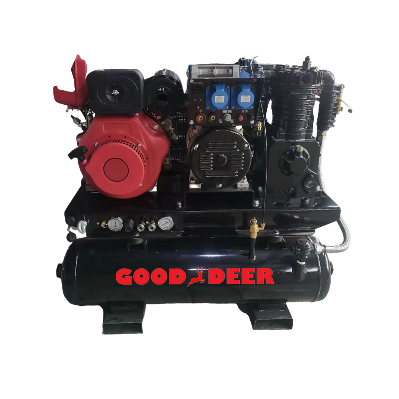 Compresor de aer cu dublu rezervor diesel 3 în 1
